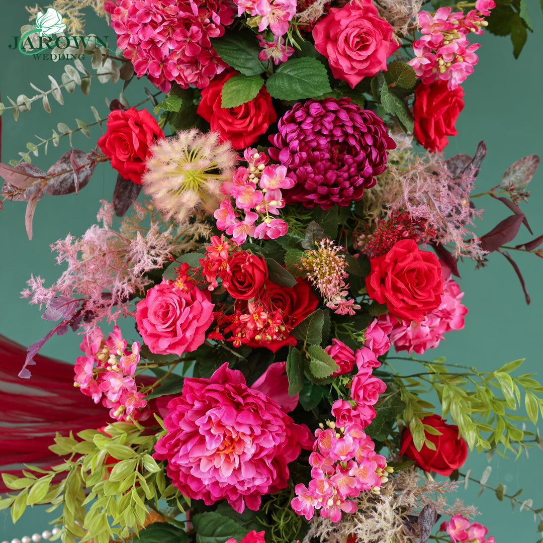 Rectangular Flower Arch in Pink/Red/Green