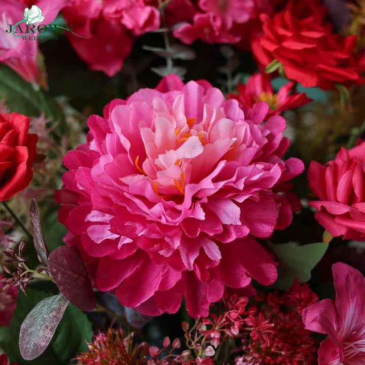 Rectangular Flower Arch in Pink/Red/Green