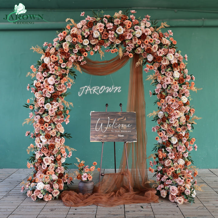 Round Flower Arch in Brown/Pink/Champagne