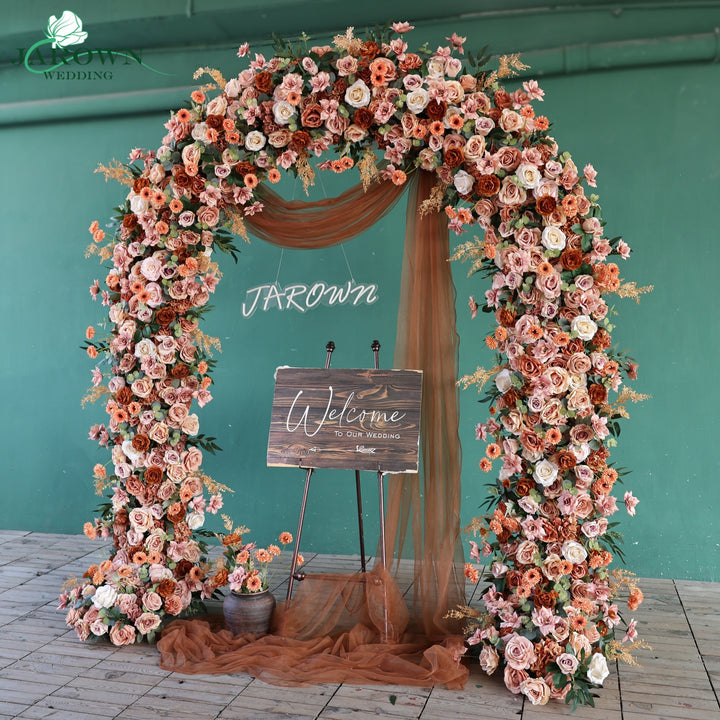 Round Flower Arch in Brown/Pink/Champagne