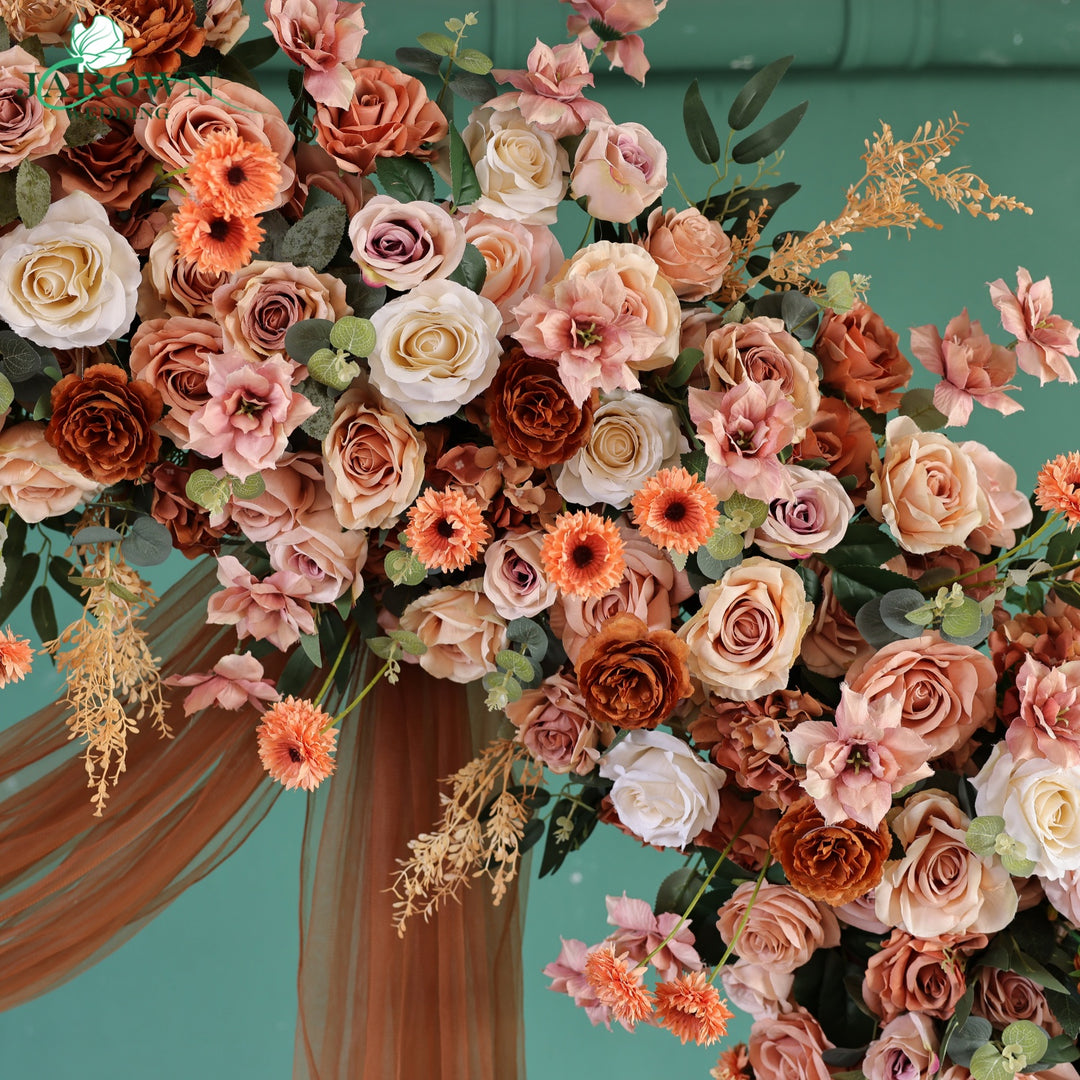 Round Flower Arch in Brown/Pink/Champagne