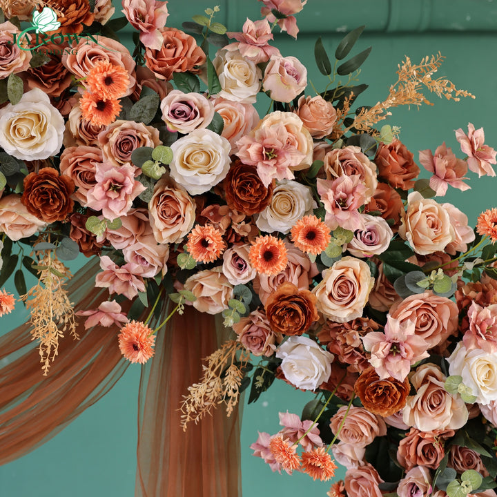 Round Flower Arch in Brown/Pink/Champagne