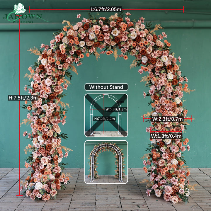 Round Flower Arch in Brown/Pink/Champagne