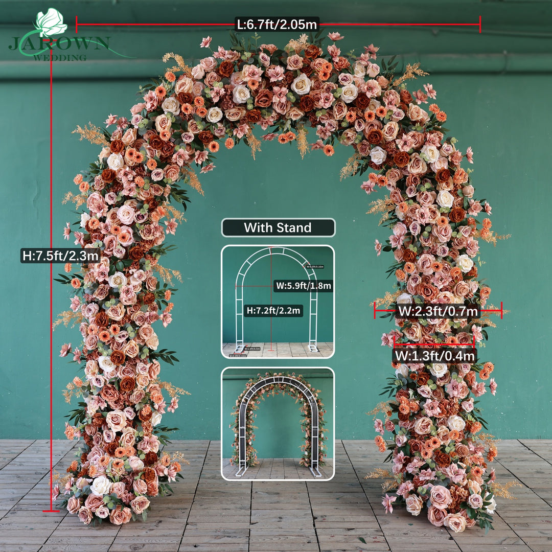 Round Flower Arch in Brown/Pink/Champagne