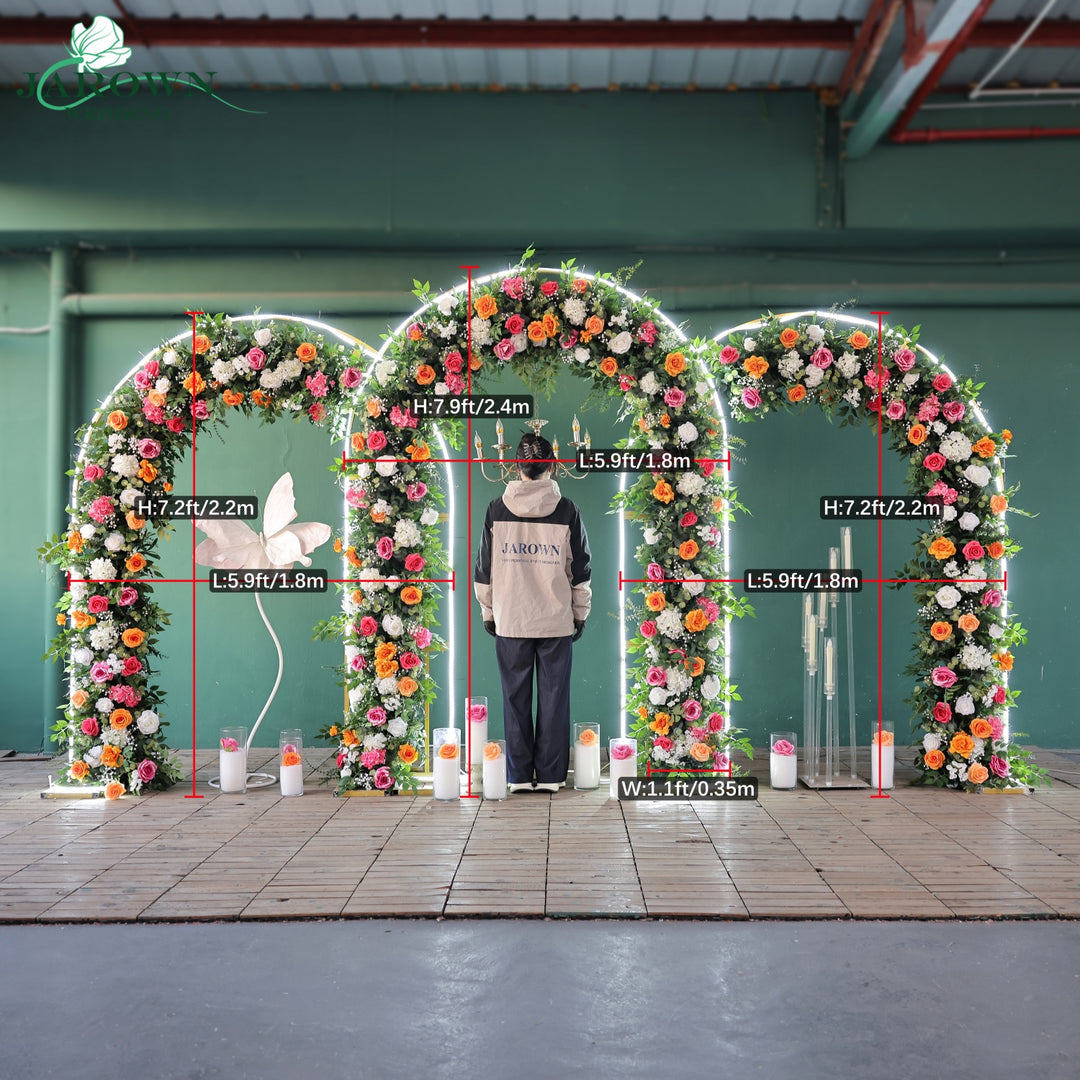 Round Flower Arch in Green/Orange/White/Pink