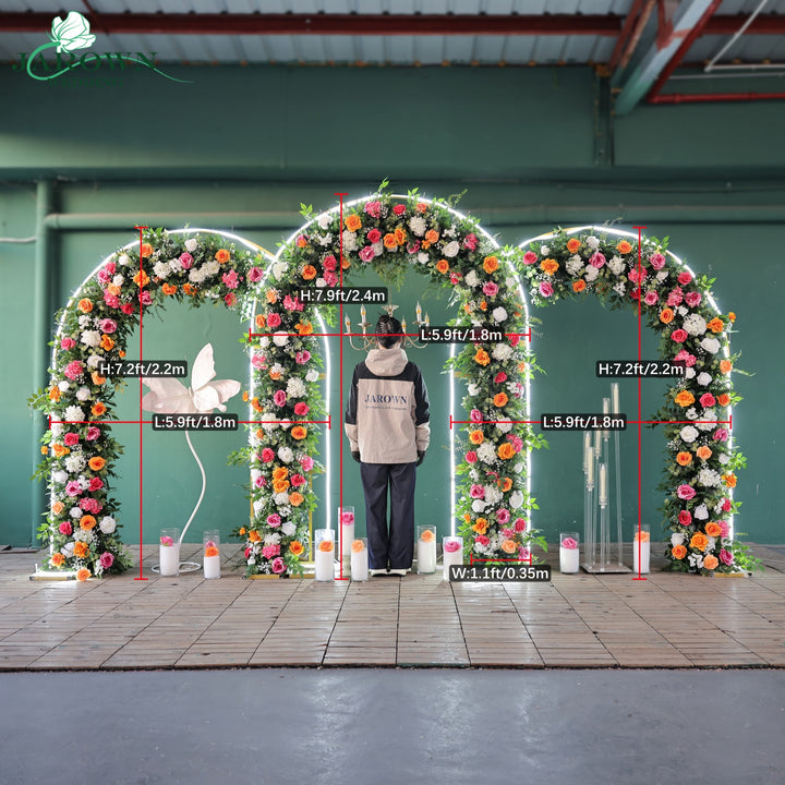 Round Flower Arch in Green/Orange/White/Pink