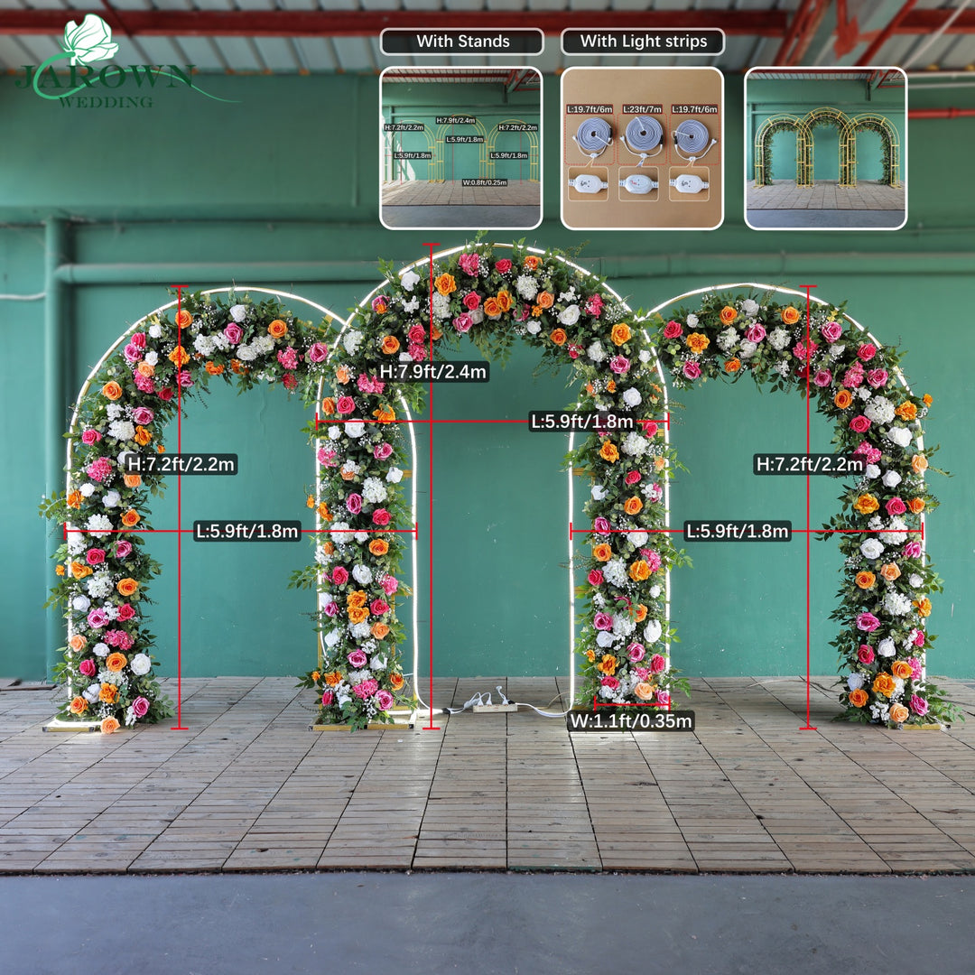 Round Flower Arch in Green/Orange/White/Pink