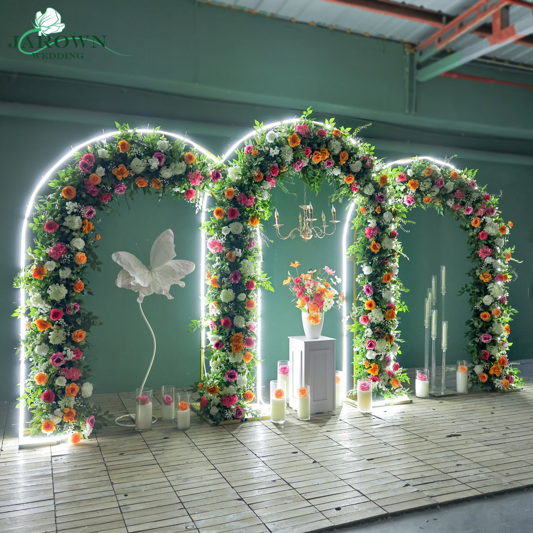 Round Flower Arch in Green/Orange/White/Pink