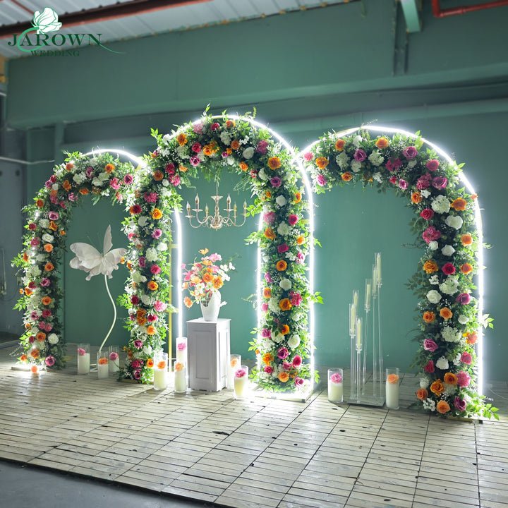 Round Flower Arch in Green/Orange/White/Pink