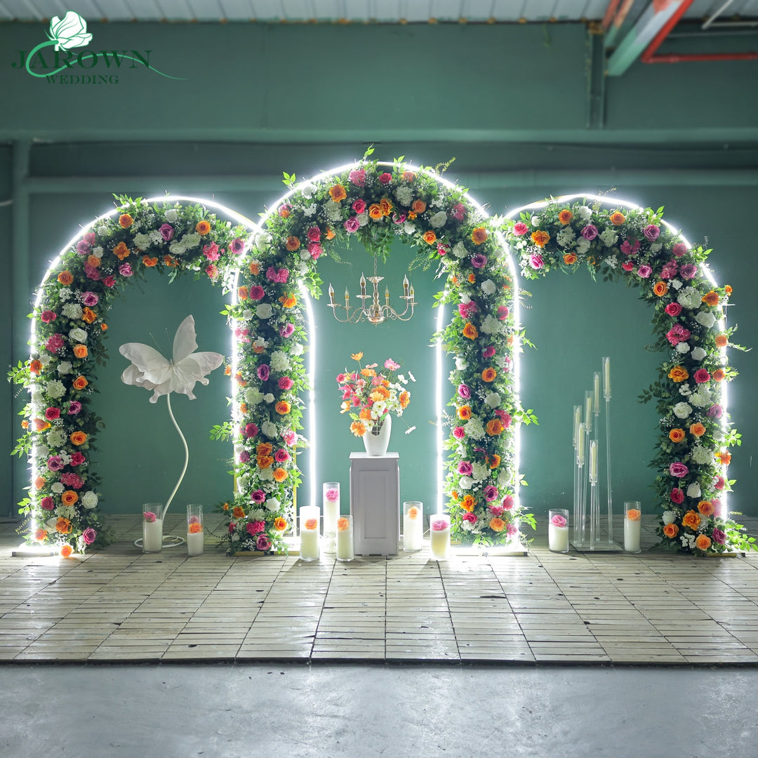 Round Flower Arch in Green/Orange/White/Pink