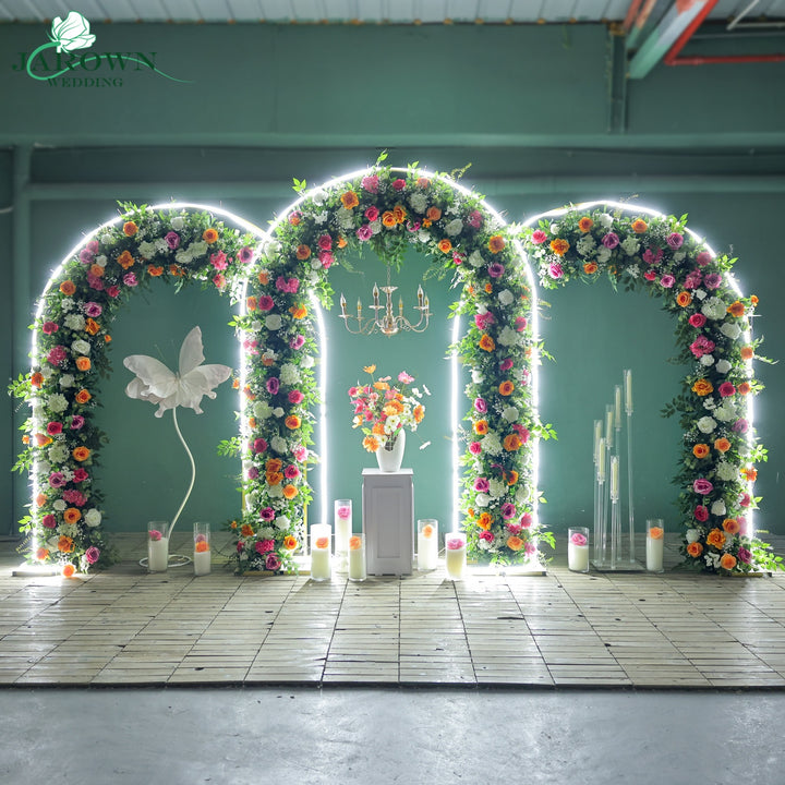Round Flower Arch in Green/Orange/White/Pink