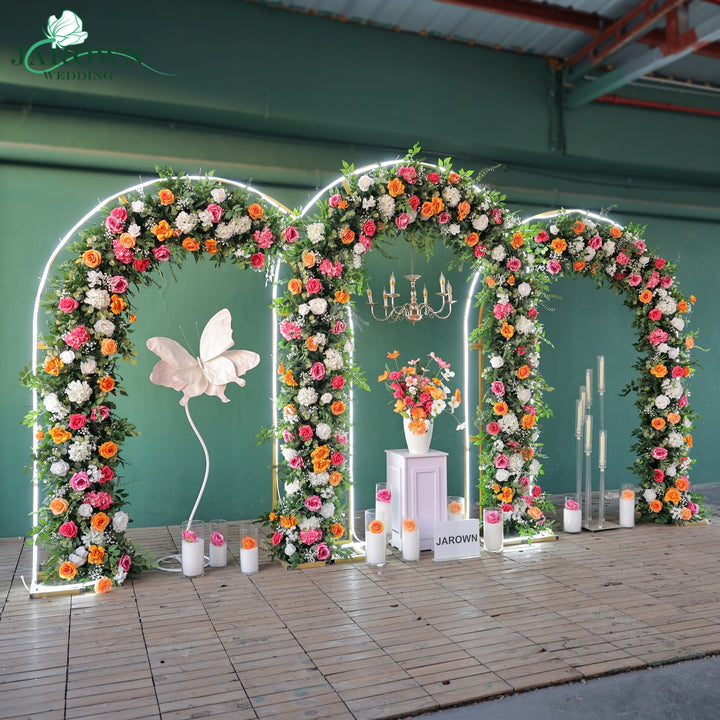Round Flower Arch in Green/Orange/White/Pink