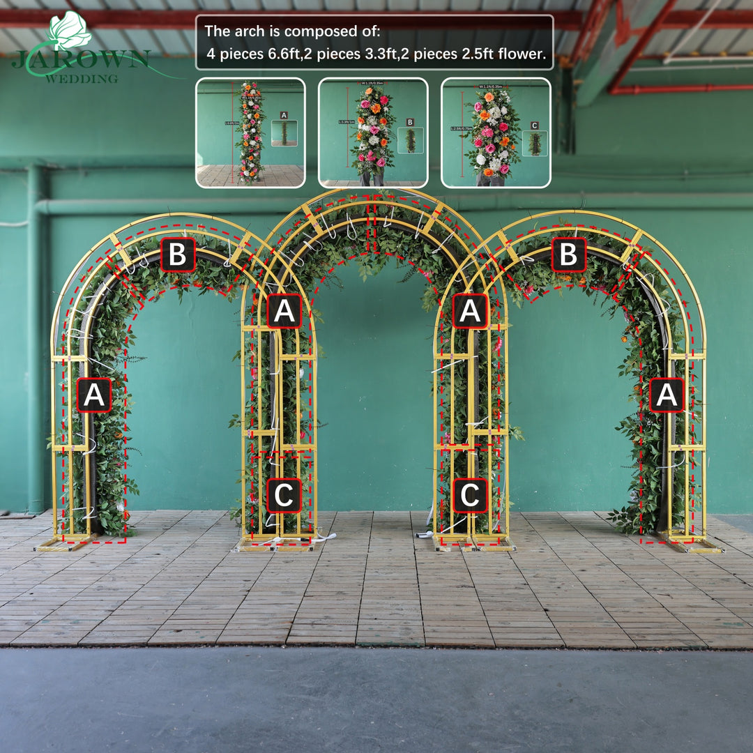 Round Flower Arch in Green/Orange/White/Pink