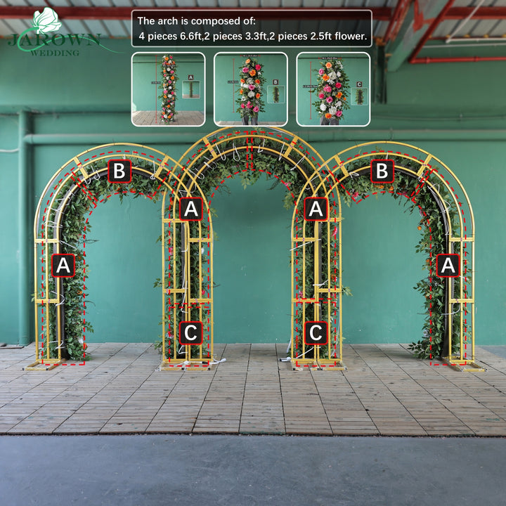 Round Flower Arch in Green/Orange/White/Pink