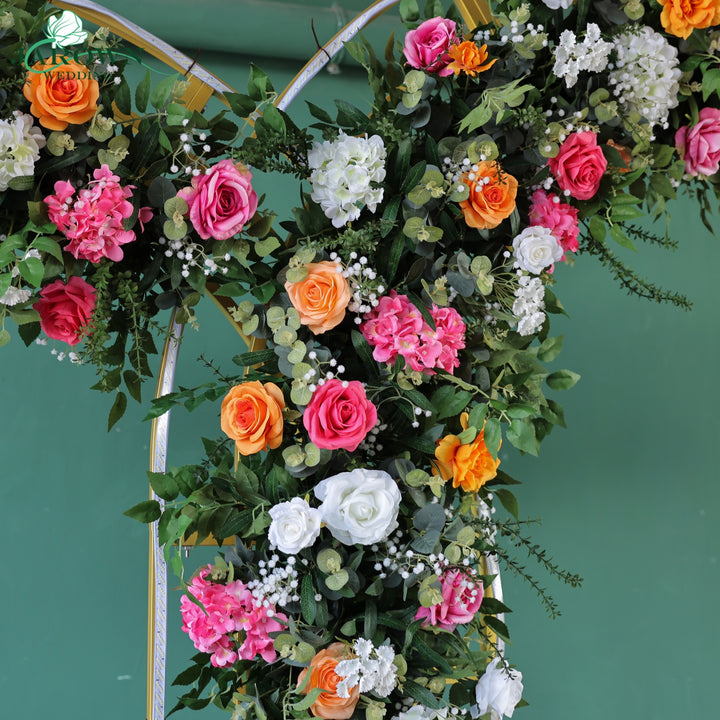 Round Flower Arch in Green/Orange/White/Pink