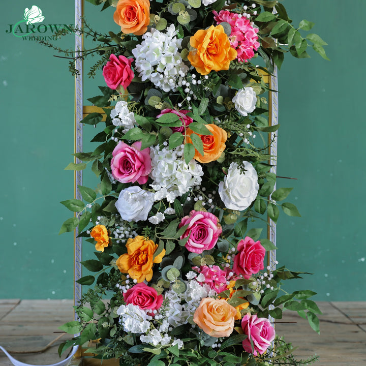 Round Flower Arch in Green/Orange/White/Pink
