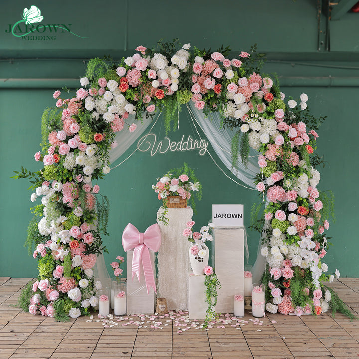 Round Flower Arch in Green/White/Pink