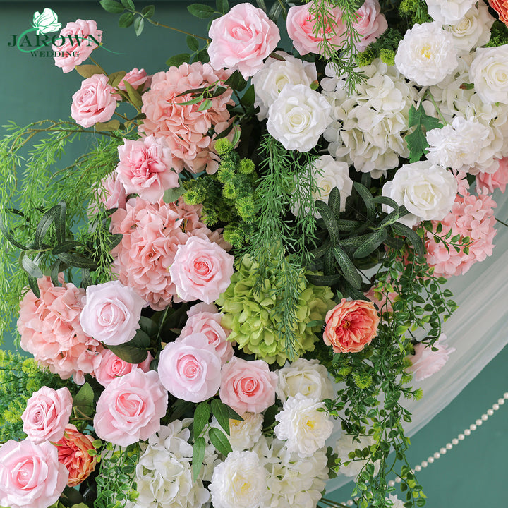 Round Flower Arch in Green/White/Pink