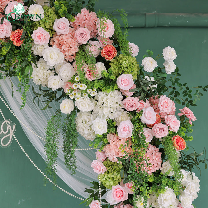 Round Flower Arch in Green/White/Pink