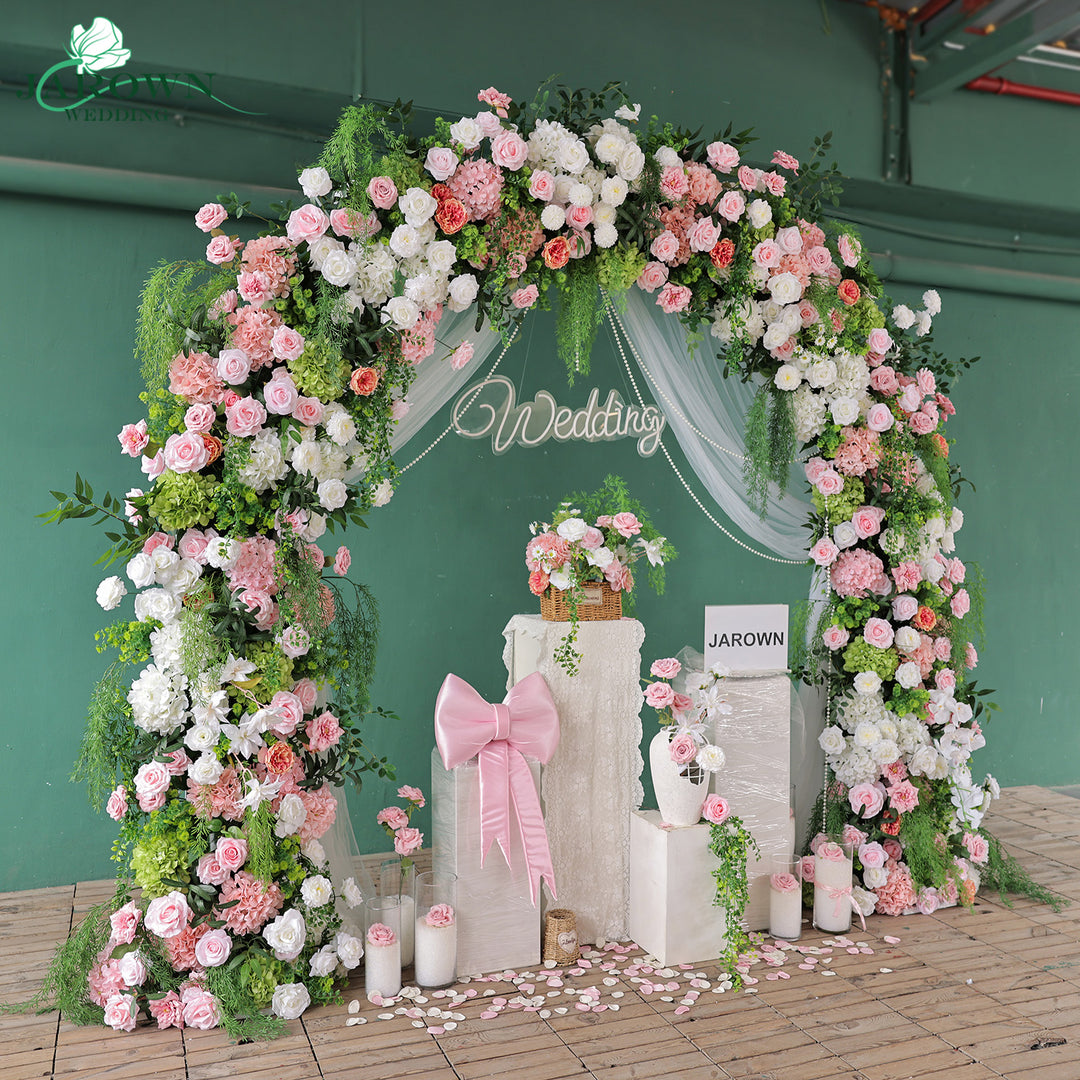Round Flower Arch in Green/White/Pink