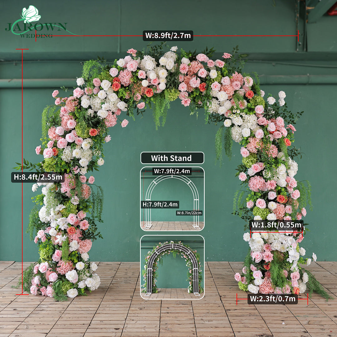 Round Flower Arch in Green/White/Pink