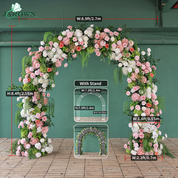 Round Flower Arch in Green/White/Pink