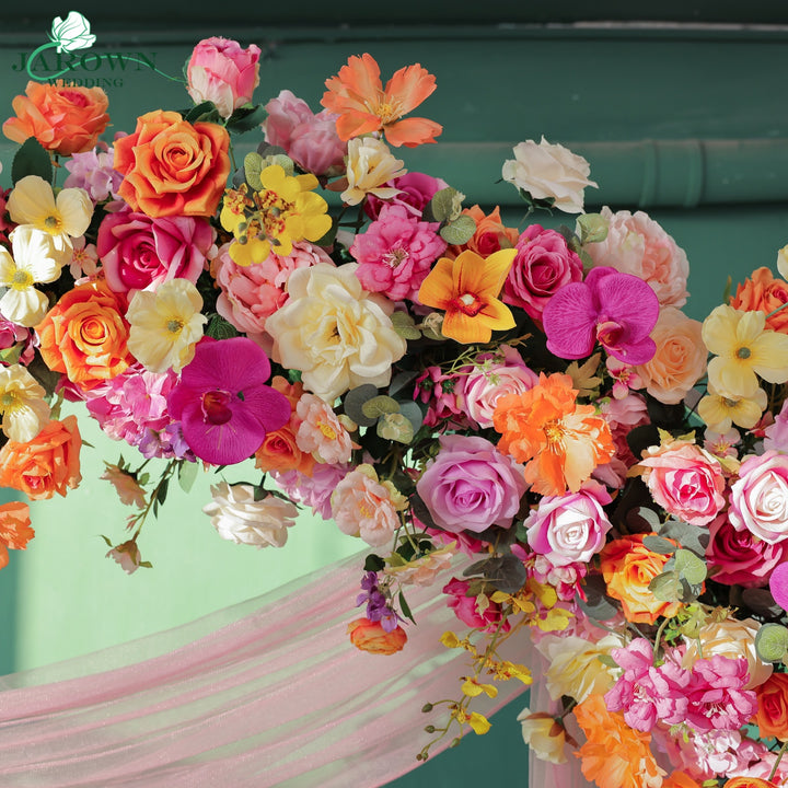 Round Flower Arch in Pink/Yellow/Orange