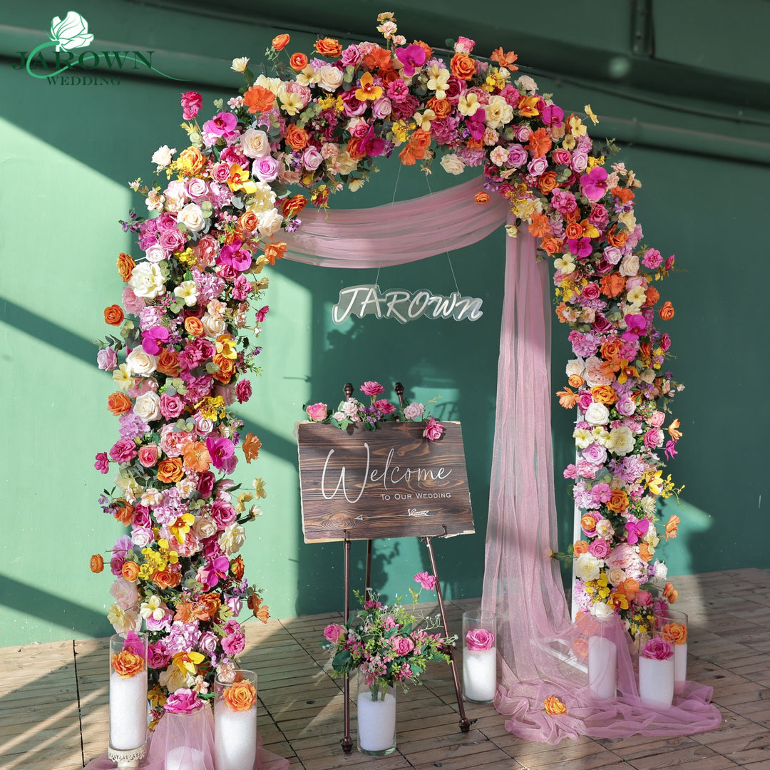 Round Flower Arch in Pink/Yellow/Orange