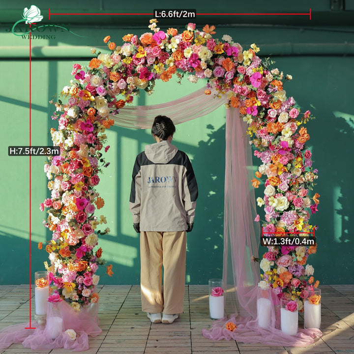 Round Flower Arch in Pink/Yellow/Orange