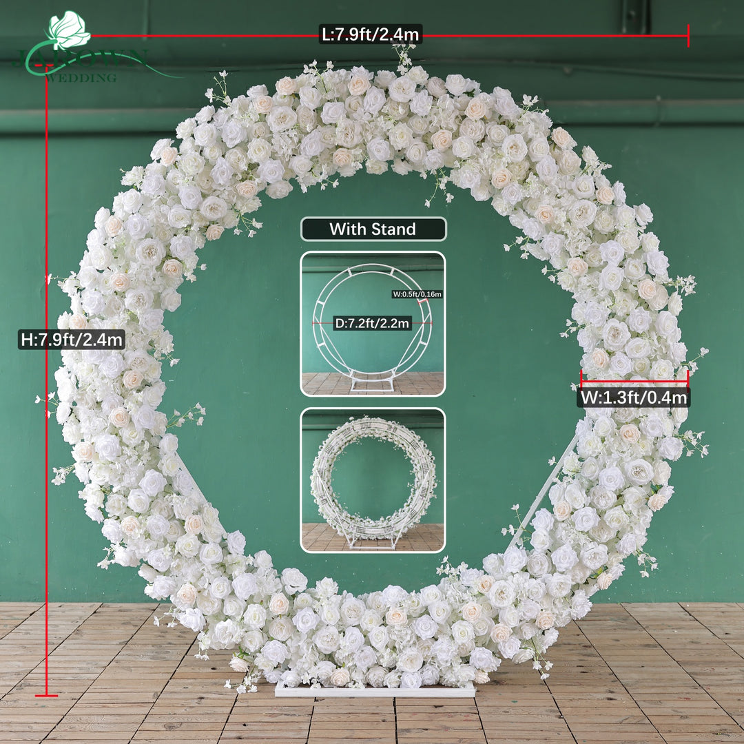 Round Flower Arch in White