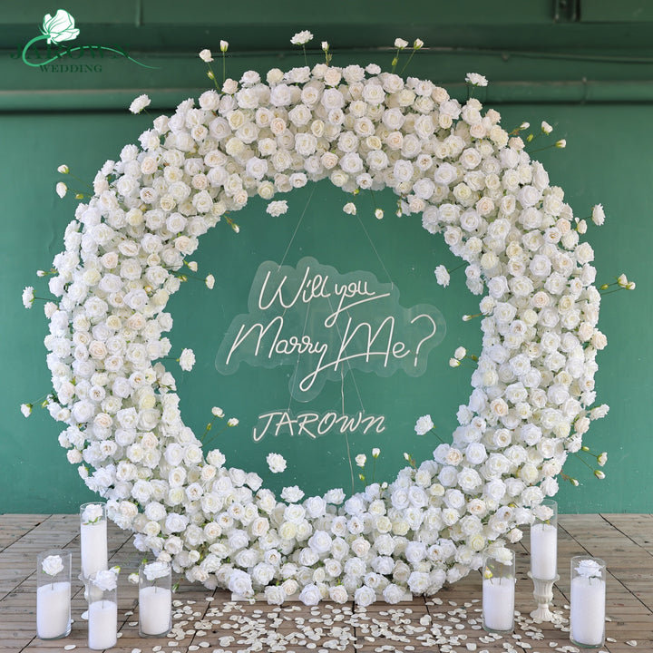Round Flower Arch in White