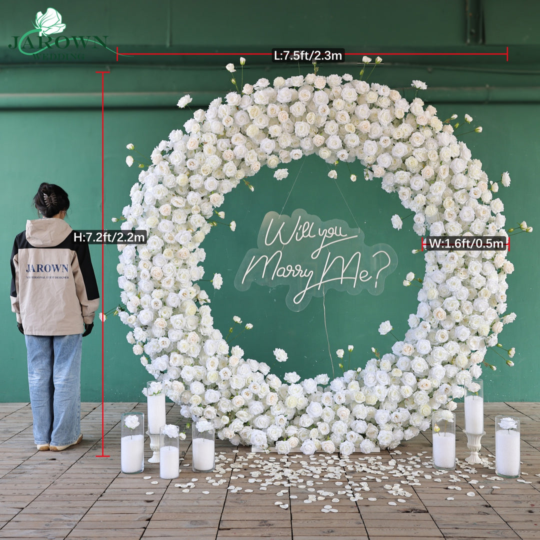 Round Flower Arch in White