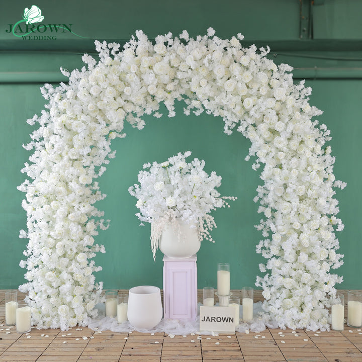 Round Flower Arch in White