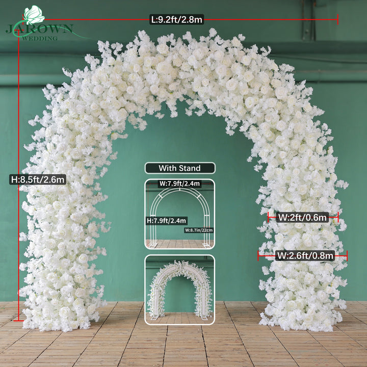 Round Flower Arch in White