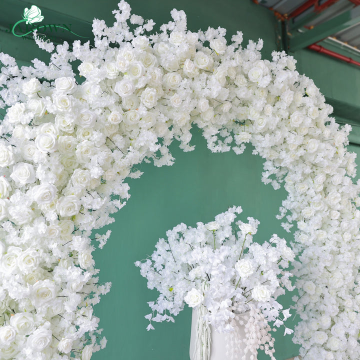 Round Flower Arch in White
