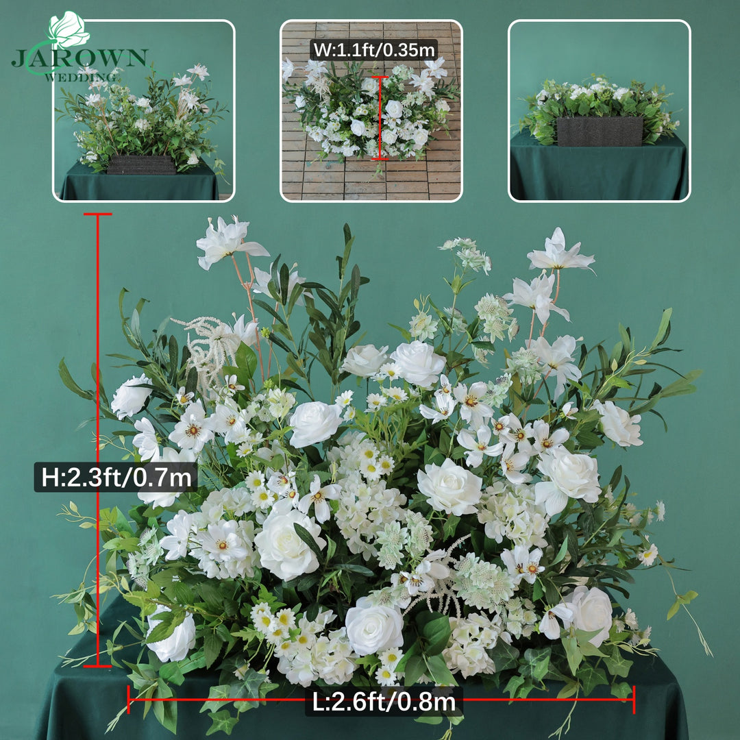 Runner & Aisle & Open-Ended Flower Arch in Green/White