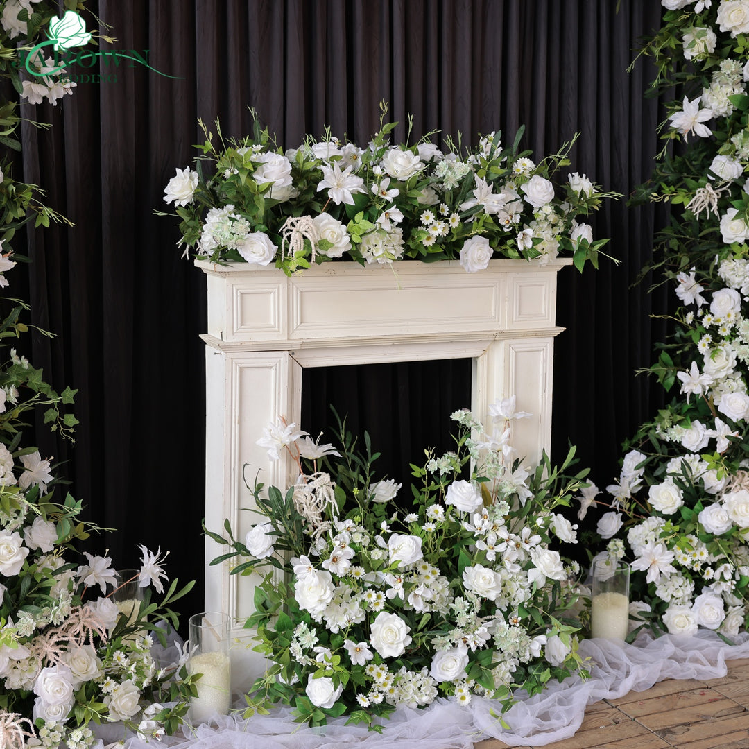 Runner & Aisle & Open-Ended Flower Arch in Green/White