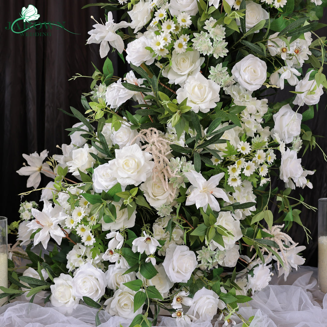 Runner & Aisle & Open-Ended Flower Arch in Green/White