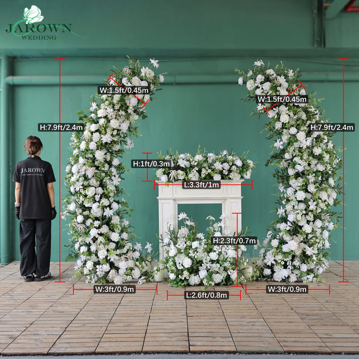 Runner & Aisle & Open-Ended Flower Arch in Green/White