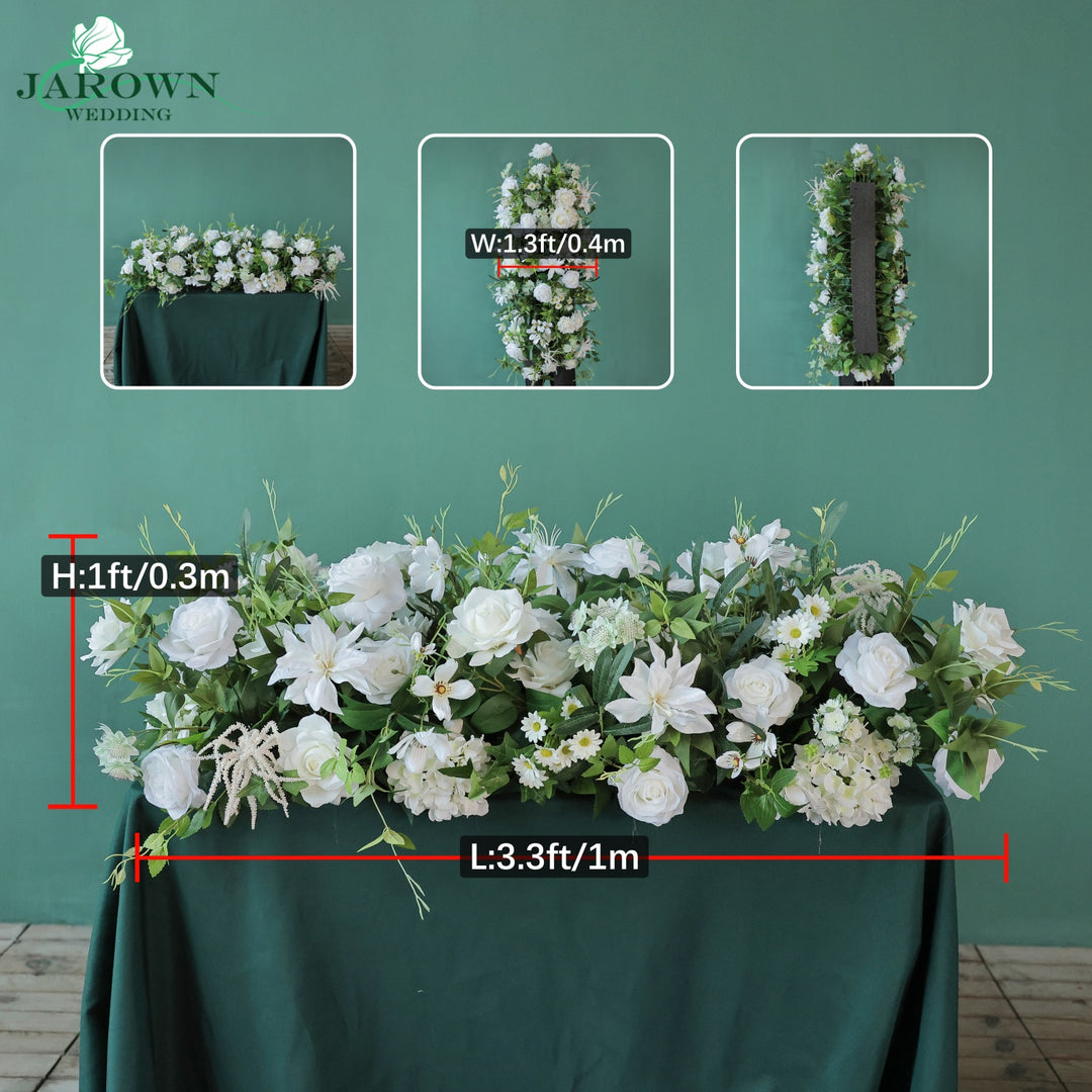 Runner & Aisle & Open-Ended Flower Arch in Green/White