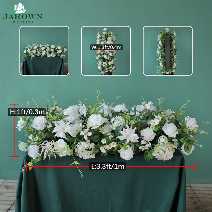 Runner & Aisle & Open-Ended Flower Arch in Green/White