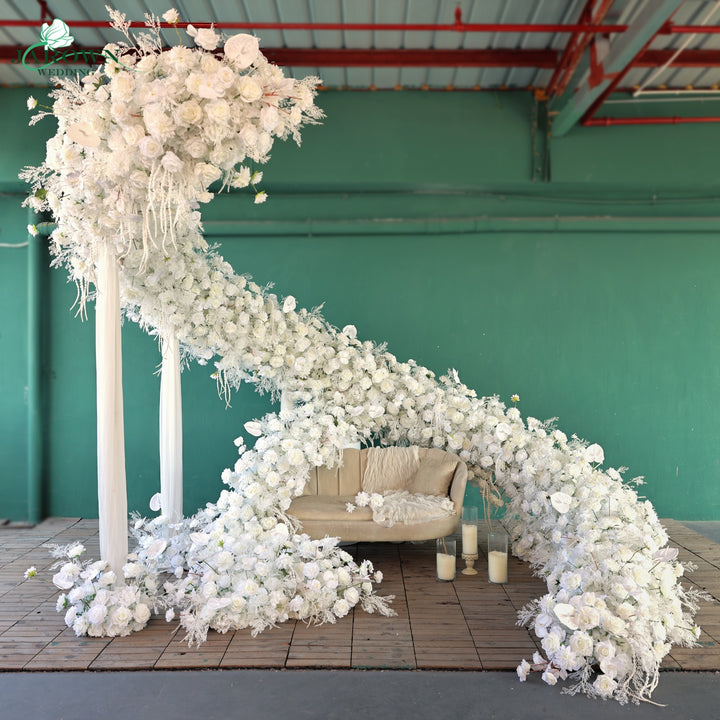 Runner & Unusual-Shaped Flower Arch in White