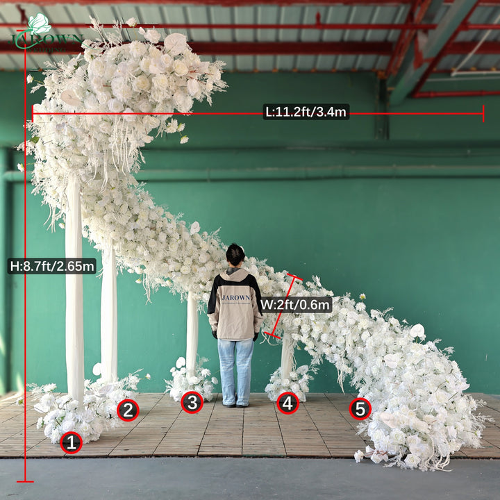 Runner & Unusual-Shaped Flower Arch in White