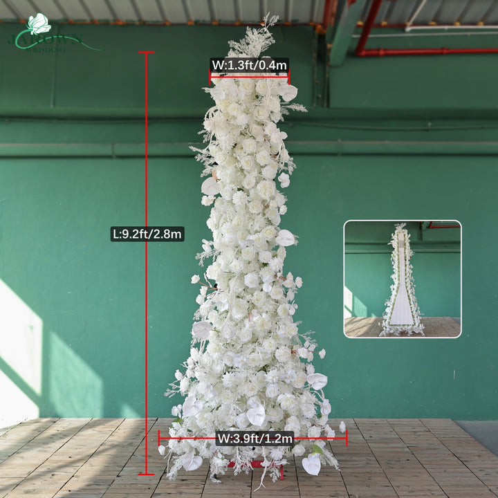 Runner & Unusual-Shaped Flower Arch in White