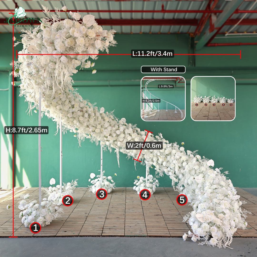 Runner & Unusual-Shaped Flower Arch in White
