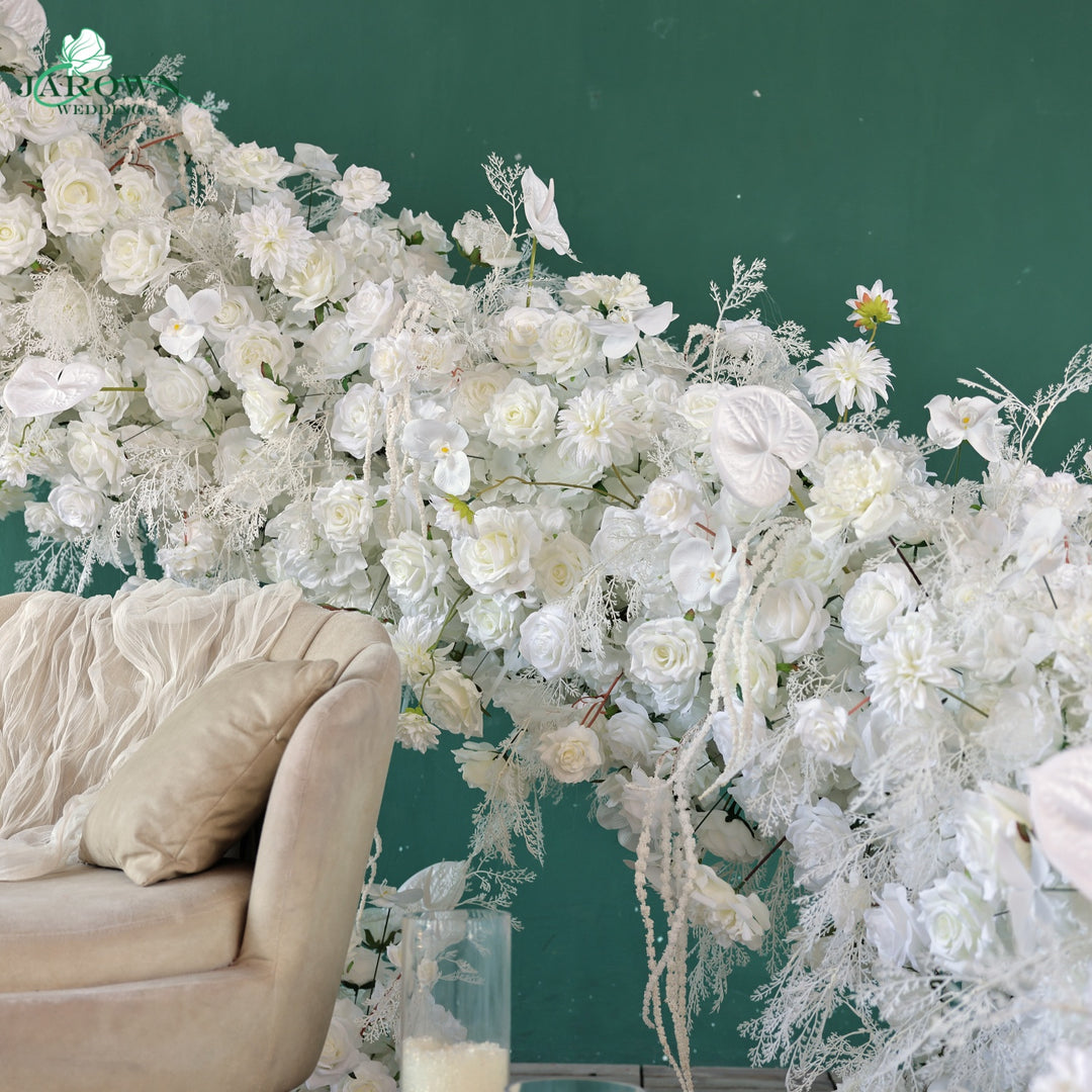 Runner & Unusual-Shaped Flower Arch in White