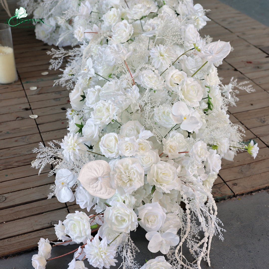 Runner & Unusual-Shaped Flower Arch in White