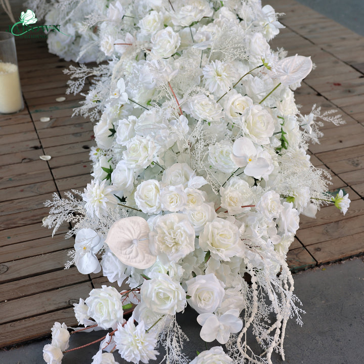 Runner & Unusual-Shaped Flower Arch in White