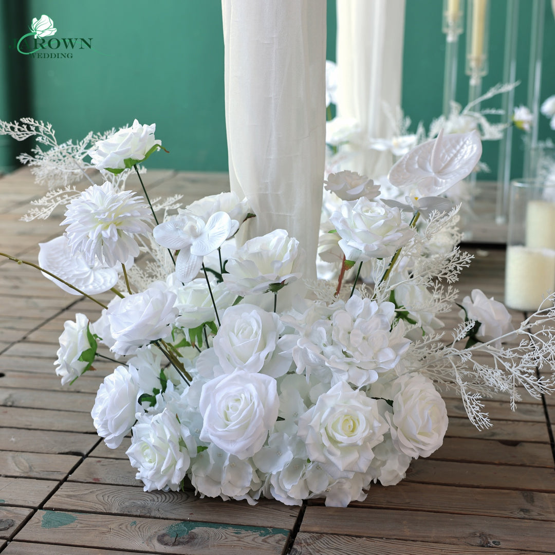 Runner & Unusual-Shaped Flower Arch in White