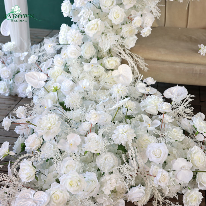 Runner & Unusual-Shaped Flower Arch in White